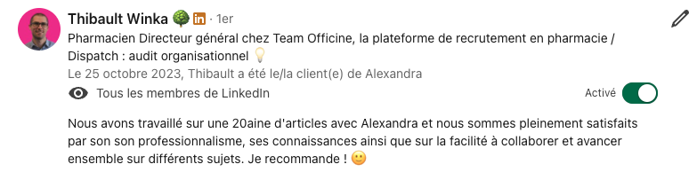 Témoignage Team Officine